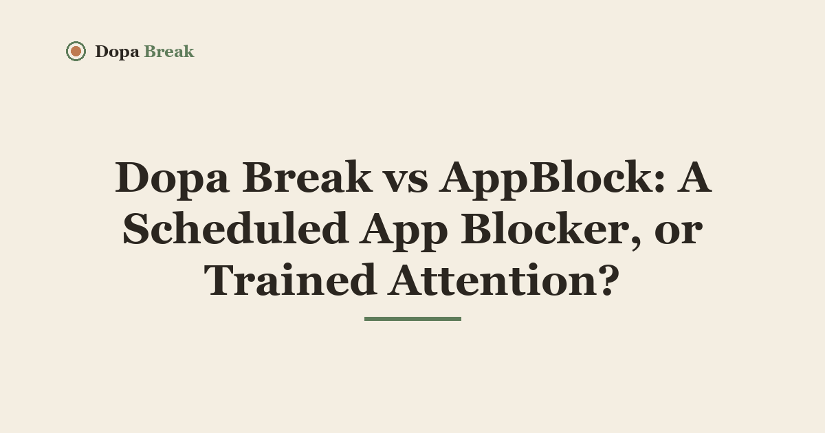 Title card: Dopa Break vs AppBlock: A Scheduled App Blocker, or Trained Attention?